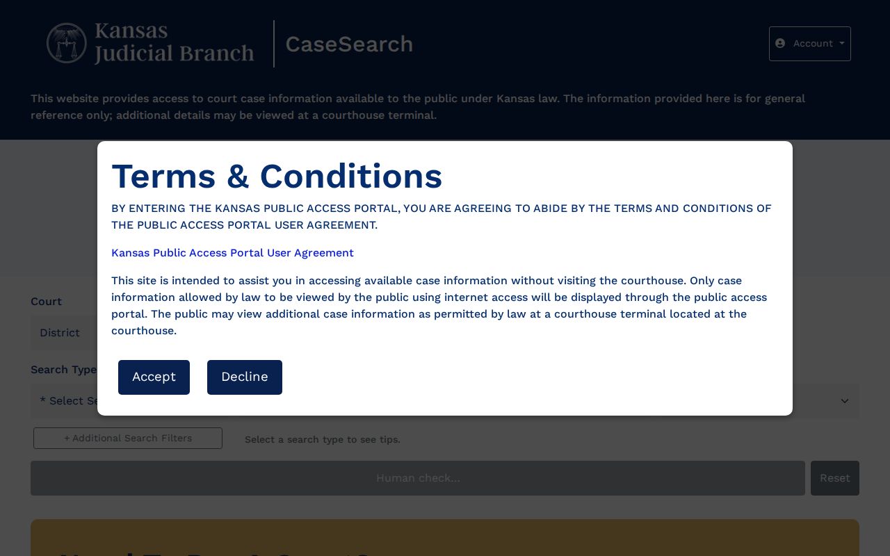 Morton County case search current Kansas CaseSearch controls