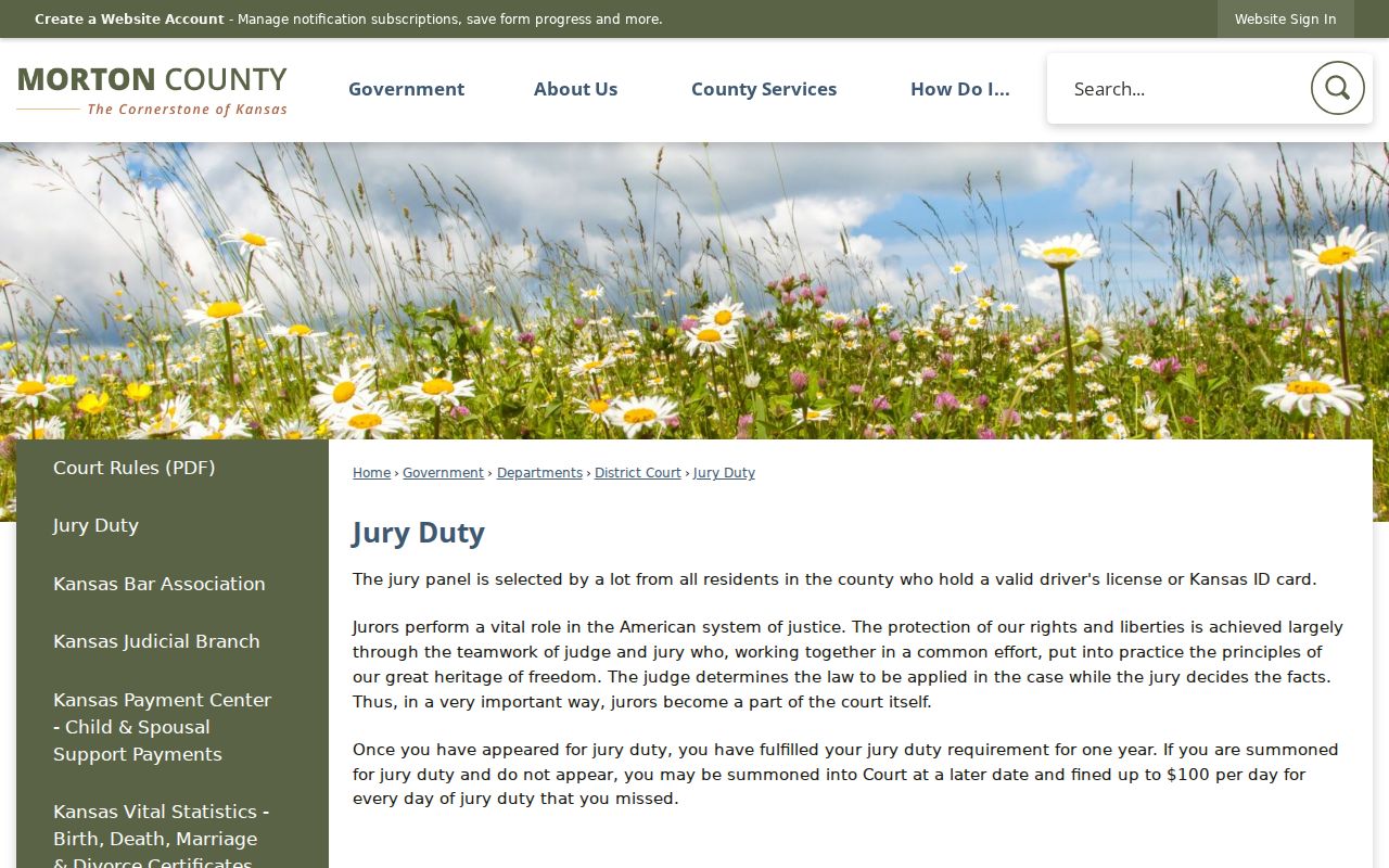 Morton County court calendar jury selection and reporting information