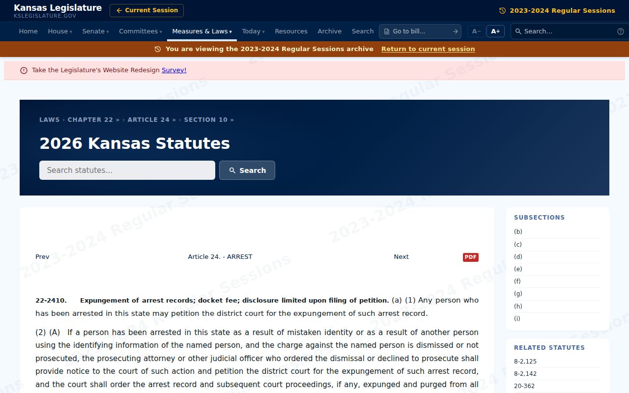 Morton County criminal docket Kansas expungement statute