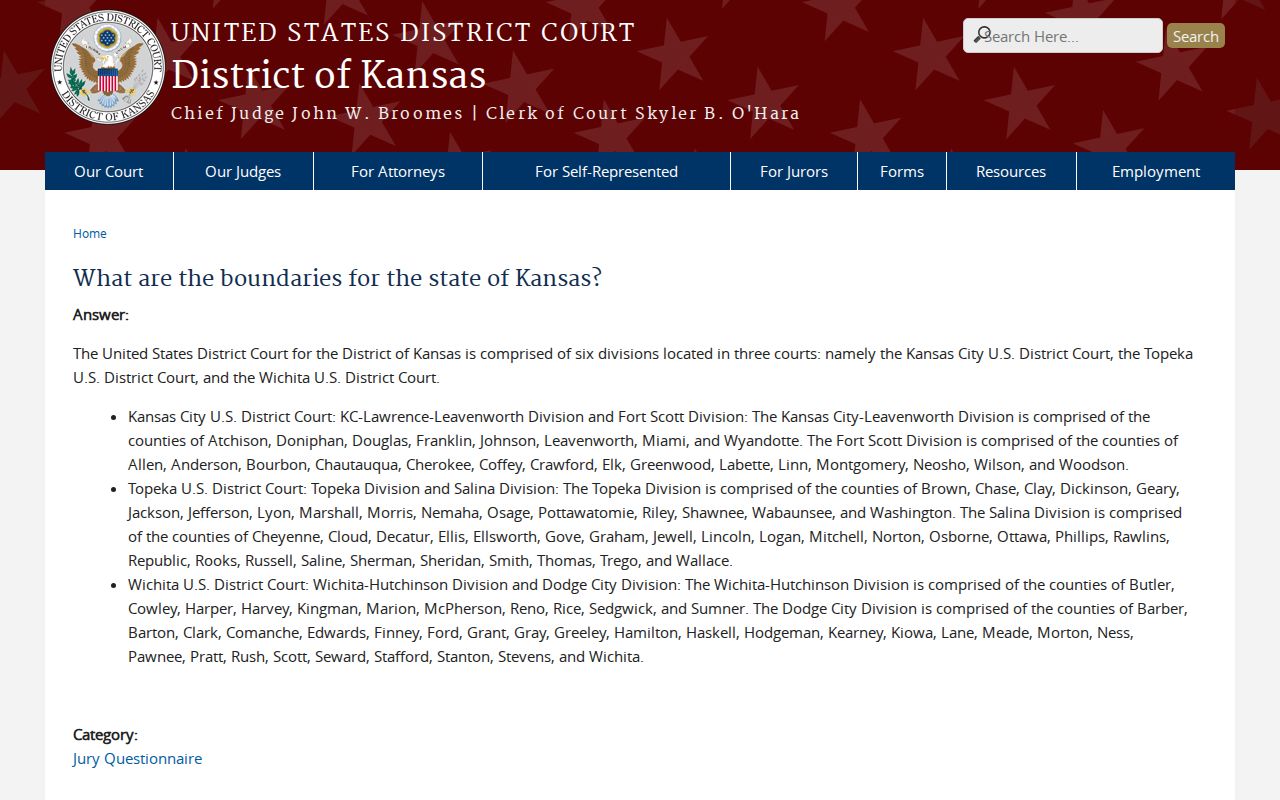 Morton County court docket federal Dodge City Division boundary